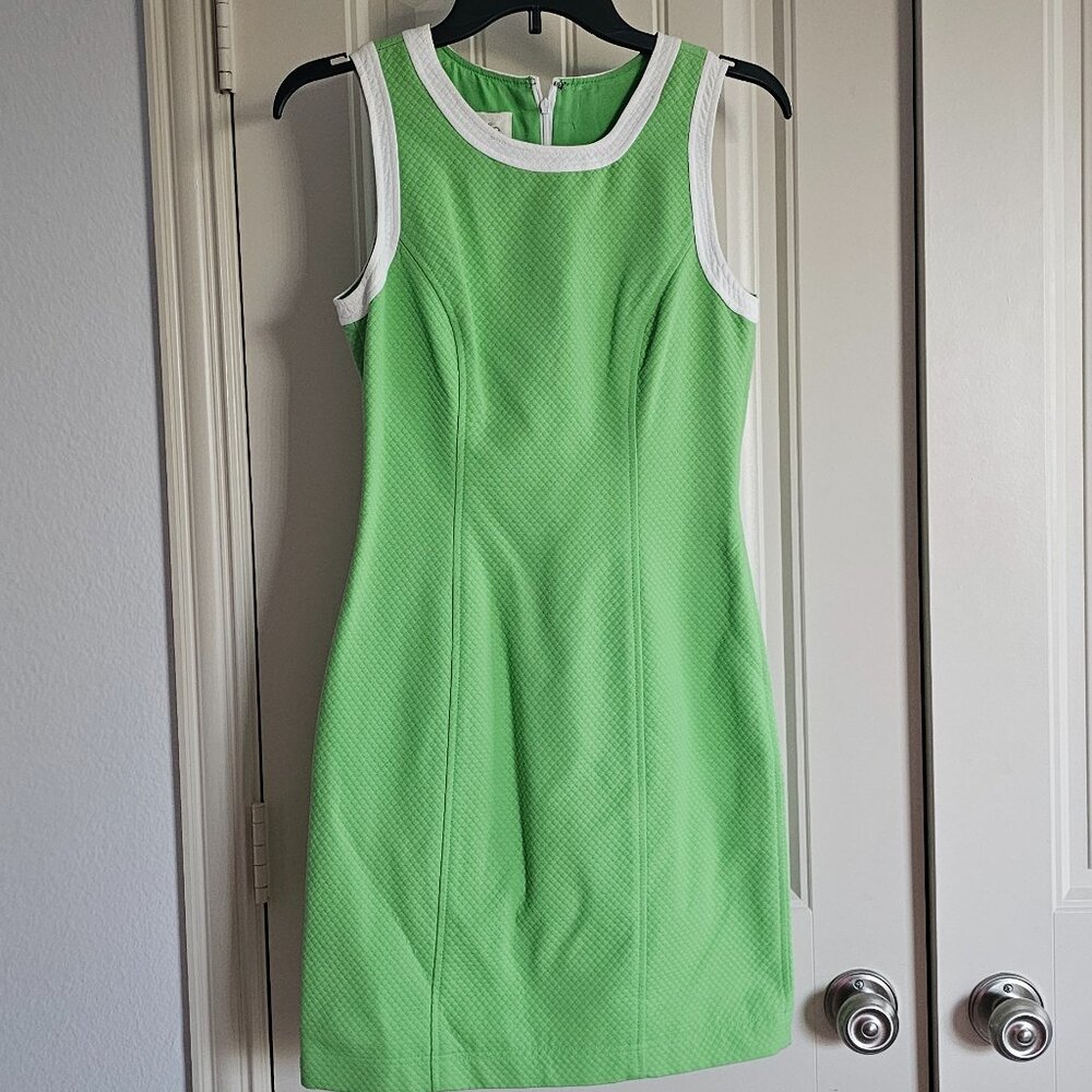 Cache line green with white trim dress